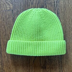 Coach Neon Green Ribbed Knit Beanie
